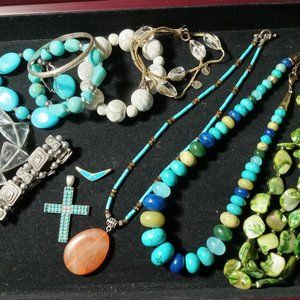 Vintage Lot of Assorted Jewelry. 12 Pieces. Necklaces, Bracelets, Pendants